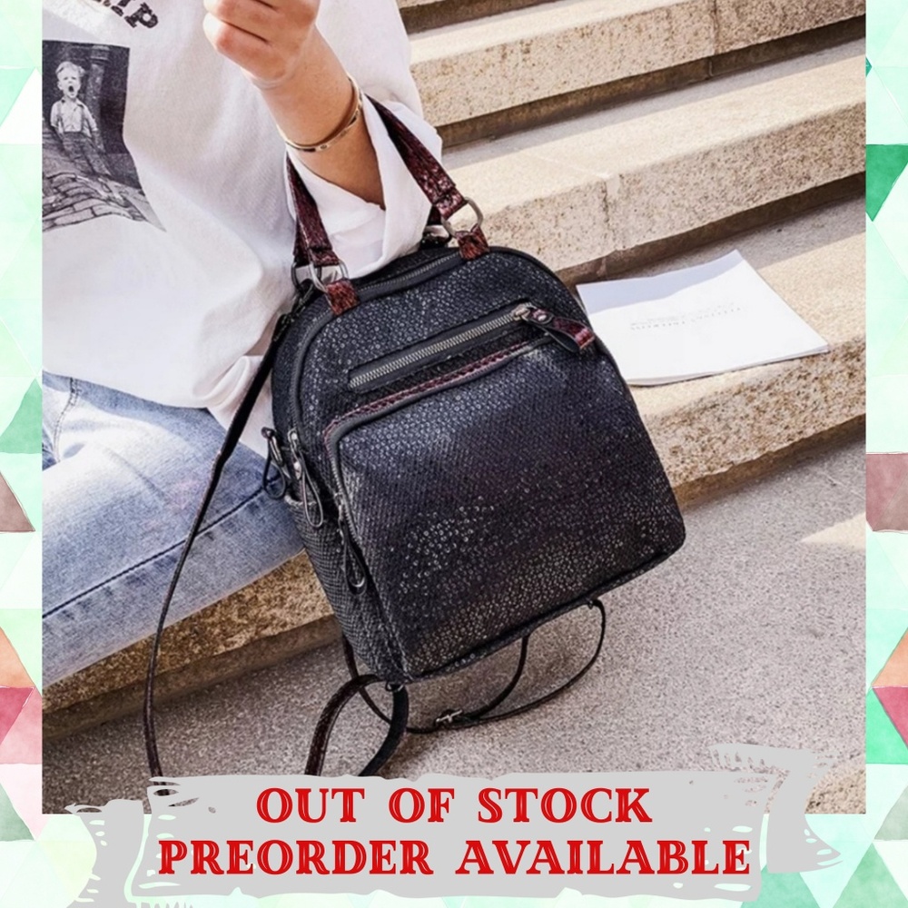 Sequin Mini Backpack Rucksack Purse - Picture 2 of 8